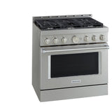 KitchenAid KFGC506JSS Gas Range, 5.1 cu. ft. Capacity, 36 inch Exterior Width, Self Clean, True Convection, 6 Burners, 20,000 BTU Highest Burner, Stainless Steel colour