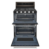 KitchenAid KFGD500EBS Gas Range, 6 cu. ft. Capacity, 30 inch Exterior Width, Self Clean, True Convection, 5 Burners, 17,000 BTU Highest Burner, Double Oven, Black Stainless Steel colour