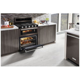 KitchenAid KFGD500EBS Gas Range, 6 cu. ft. Capacity, 30 inch Exterior Width, Self Clean, True Convection, 5 Burners, 17,000 BTU Highest Burner, Double Oven, Black Stainless Steel colour