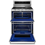 KitchenAid KFGD500ESS Gas Range, 6 cu. ft. Capacity, 30 inch Exterior Width, Self Clean, True Convection, 5 Burners, 17,000 BTU Highest Burner, Double Oven, Stainless Steel colour