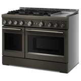 KitchenAid KFGD948SBE Gas Range, 6.3 cu. ft. Capacity, 48 inch Exterior Width, Self Clean, True Convection, 6 Burners, Air Fry, 20,000 BTU Highest Burner, Double Oven, Black Ore colour