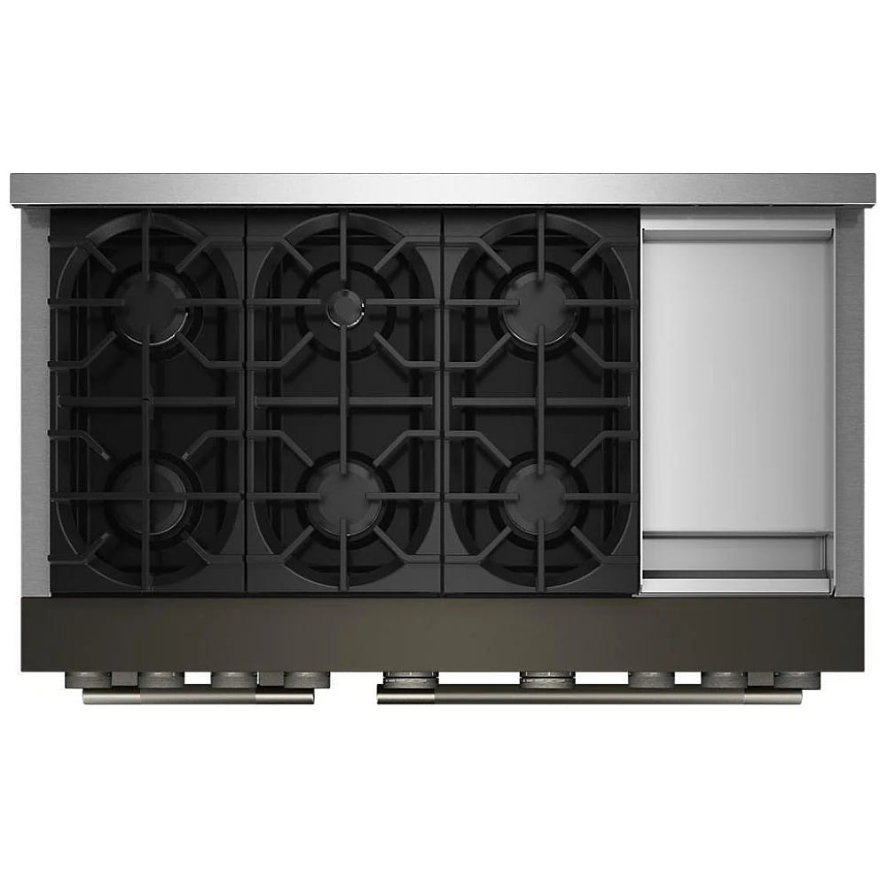 KitchenAid KFGD948SBE Gas Range, 6.3 cu. ft. Capacity, 48 inch Exterior Width, Self Clean, True Convection, 6 Burners, Air Fry, 20,000 BTU Highest Burner, Double Oven, Black Ore colour