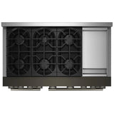 KitchenAid KFGD948SBE Gas Range, 6.3 cu. ft. Capacity, 48 inch Exterior Width, Self Clean, True Convection, 6 Burners, Air Fry, 20,000 BTU Highest Burner, Double Oven, Black Ore colour