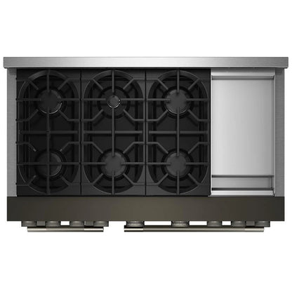 KitchenAid KFGD948SBE Gas Range, 6.3 cu. ft. Capacity, 48 inch Exterior Width, Self Clean, True Convection, 6 Burners, Air Fry, 20,000 BTU Highest Burner, Double Oven, Black Ore colour