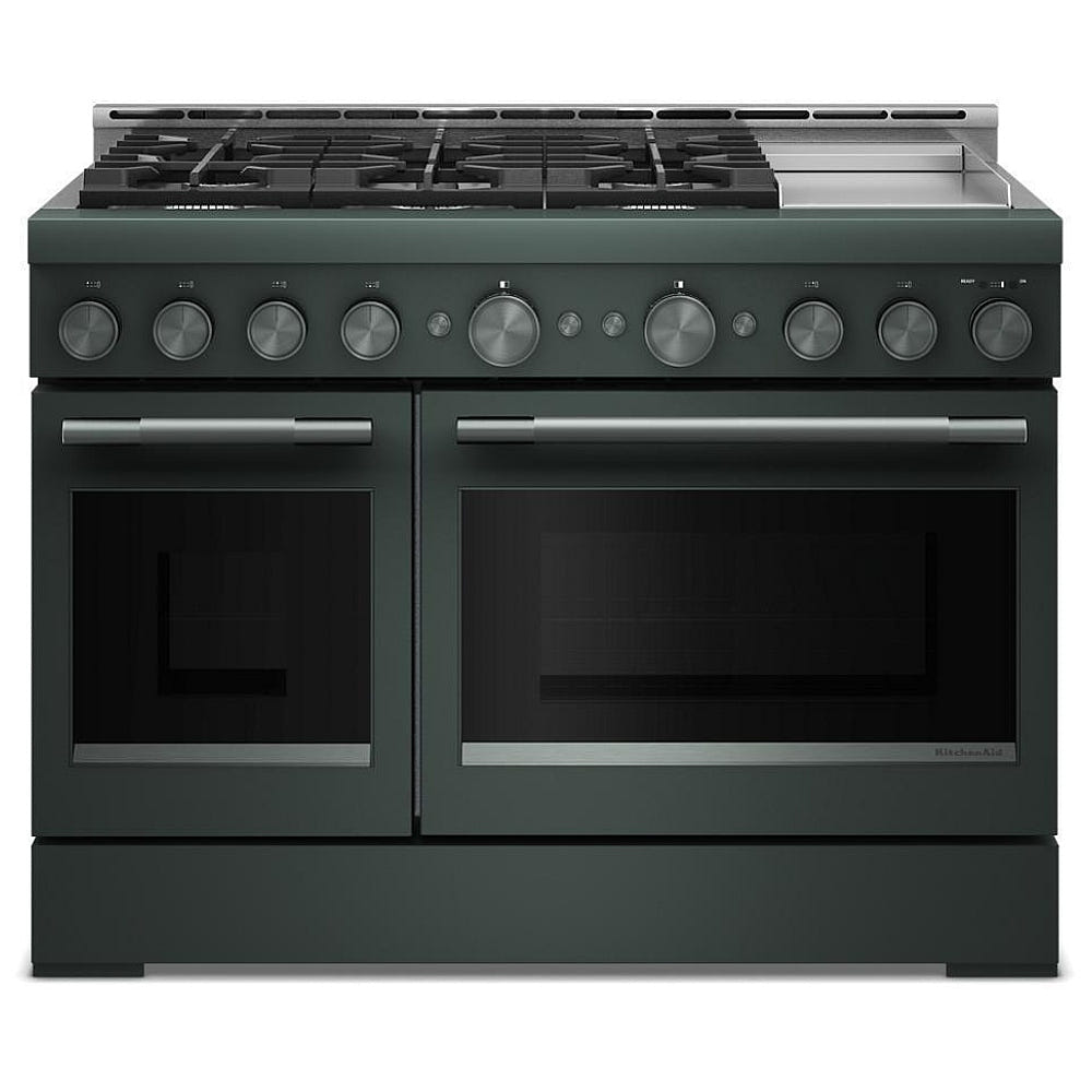 KitchenAid KFGD948SJP Gas Range, 6.3 cu. ft. Capacity, 48 inch Exterior Width, Self Clean, True Convection, 6 Burners, Air Fry, 20,000 BTU Highest Burner, Double Oven, Juniper colour