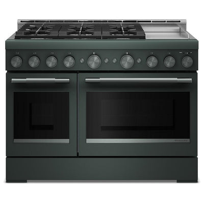 KitchenAid KFGD948SJP Gas Range, 6.3 cu. ft. Capacity, 48 inch Exterior Width, Self Clean, True Convection, 6 Burners, Air Fry, 20,000 BTU Highest Burner, Double Oven, Juniper colour