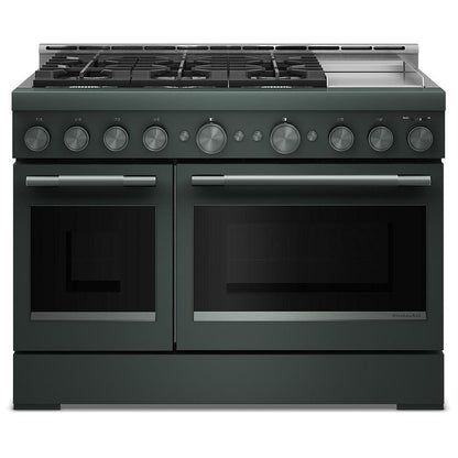 KitchenAid KFGD948SJP Gas Range, 6.3 cu. ft. Capacity, 48 inch Exterior Width, Self Clean, True Convection, 6 Burners, Air Fry, 20,000 BTU Highest Burner, Double Oven, Juniper colour