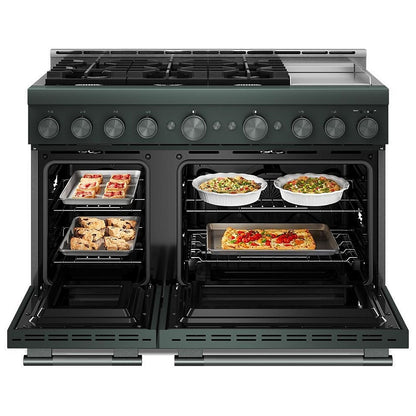 KitchenAid KFGD948SJP Gas Range, 6.3 cu. ft. Capacity, 48 inch Exterior Width, Self Clean, True Convection, 6 Burners, Air Fry, 20,000 BTU Highest Burner, Double Oven, Juniper colour