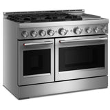 KitchenAid KFGD948SSS Gas Range, 6.3 cu. ft. Capacity, 48 inch Exterior Width, Self Clean, True Convection, 6 Burners, Air Fry, 20,000 BTU Highest Burner, Double Oven, Stainless Steel colour