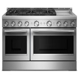 KitchenAid KFGD948SSS Gas Range, 6.3 cu. ft. Capacity, 48 inch Exterior Width, Self Clean, True Convection, 6 Burners, Air Fry, 20,000 BTU Highest Burner, Double Oven, Stainless Steel colour