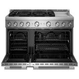 KitchenAid KFGD948SSS Gas Range, 6.3 cu. ft. Capacity, 48 inch Exterior Width, Self Clean, True Convection, 6 Burners, Air Fry, 20,000 BTU Highest Burner, Double Oven, Stainless Steel colour