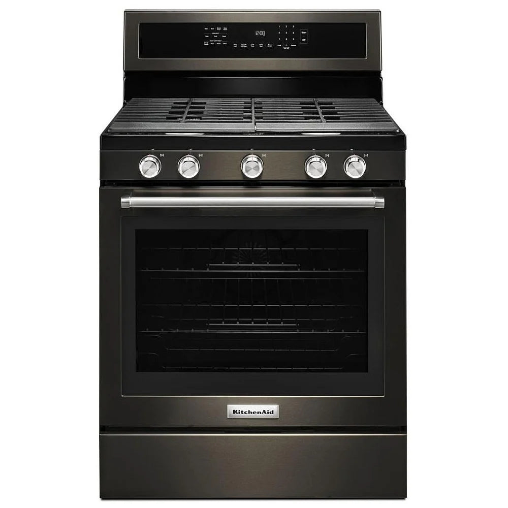 KitchenAid KFGG500EBS Gas Range, 30 inch Exterior Width, Self Clean, Convection, 5 Burners, 5.8 cu. ft. Capacity