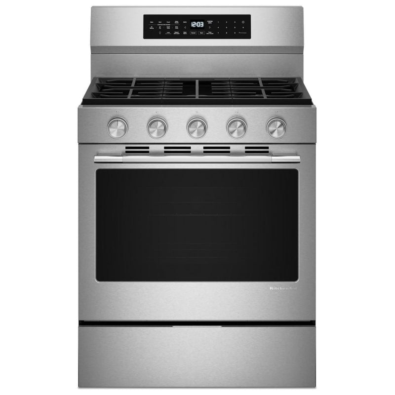 KitchenAid KFGS530SPS Gas Range, 5 cu. ft. Capacity, 30 inch Exterior Width, Steam & Self Clean, True Convection, 5 Burners, Storage Drawer, Air Fry, 18,000 BTU Highest Burner, FingerPrint Resistant Stainless Steel colour