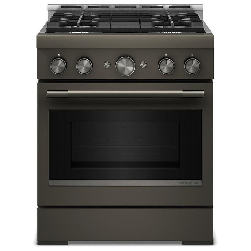 KitchenAid KFGS930SBE Gas Range, 4.1 cu. ft. Capacity, 30 inch Exterior Width, Self Clean, True Convection, 4 Burners, Air Fry, 20,000 BTU Highest Burner, Black Ore colour