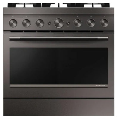 KitchenAid KFGS936SBE Gas Range, 5.1 cu. ft. Capacity, 36 inch Exterior Width, Self Clean, True Convection, 6 Burners, Air Fry, Black Ore colour, Even-Heat™