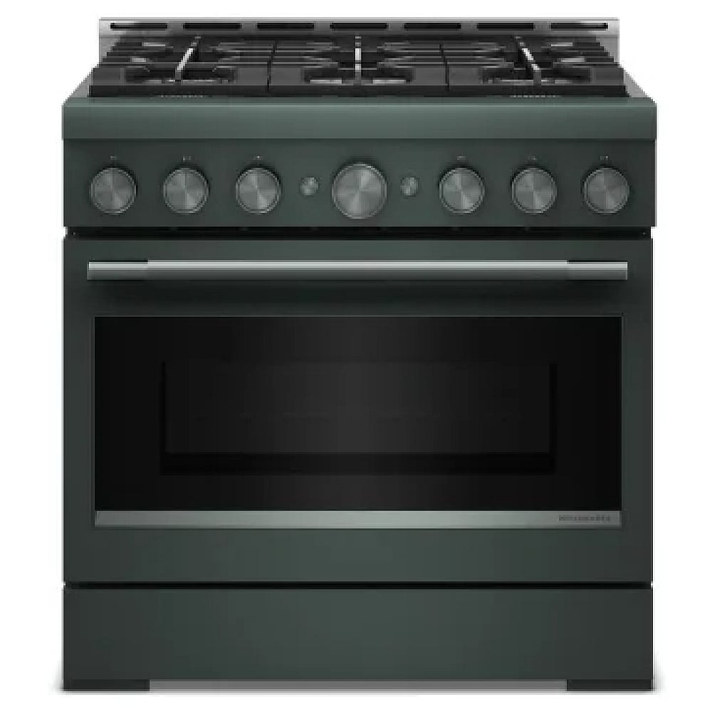 KitchenAid KFGS936SJP Gas Range, 5.1 cu. ft. Capacity, 36 inch Exterior Width, Self Clean, True Convection, 6 Burners, Air Fry, 20,000 BTU Highest Burner, Juniper colour
