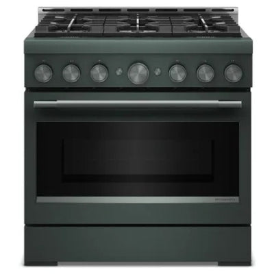 KitchenAid KFGS936SJP Gas Range, 5.1 cu. ft. Capacity, 36 inch Exterior Width, Self Clean, True Convection, 6 Burners, Air Fry, Juniper colour, Even-Heat™
