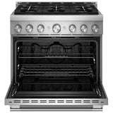 KitchenAid KFGS936SSS Gas Range, 5.1 cu. ft. Capacity, 36 inch Exterior Width, Self Clean, True Convection, 6 Burners, Air Fry, 20,000 BTU Highest Burner, Stainless Steel colour