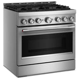 KitchenAid KFGS936SSS Gas Range, 5.1 cu. ft. Capacity, 36 inch Exterior Width, Self Clean, True Convection, 6 Burners, Air Fry, 20,000 BTU Highest Burner, Stainless Steel colour