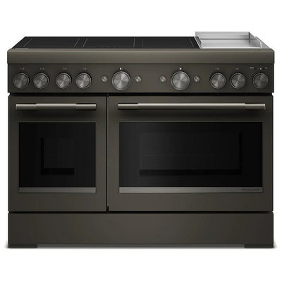 KitchenAid KFID948SBE Induction Range, 6.3 cu. ft. Capacity, 48 inch Exterior Width, True Convection, 6 Burners, Air Fry, Self Clean, Double Oven, 3,700 W Highest Element, Black Ore colour, Even-Heat™, SatinGlide™ Rack