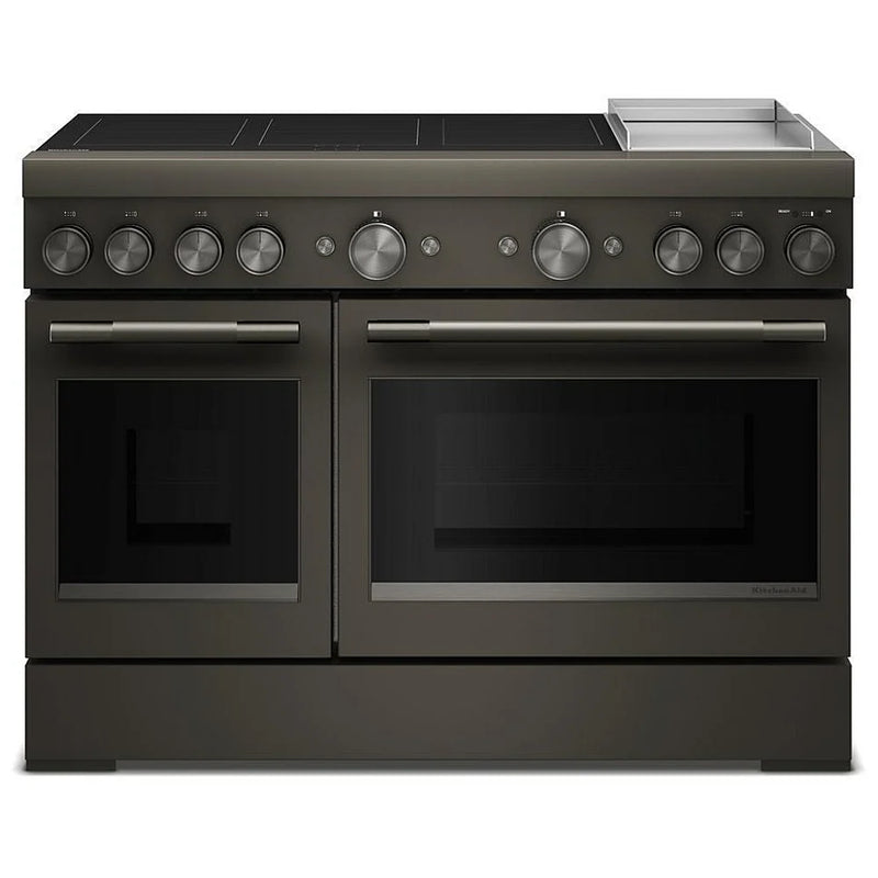 KitchenAid KFID948SBE Induction Range, 6.3 cu. ft. Capacity, 48 inch Exterior Width, True Convection, 6 Burners, Air Fry, Self Clean, Double Oven, 3,700 W Highest Element, Black Ore colour
