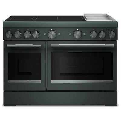KitchenAid KFID948SJP Induction Range, 6.3 cu. ft. Capacity, 48 inch Exterior Width, True Convection, 6 Burners, Air Fry, Self Clean, Double Oven, 3,700 W Highest Element, Juniper colour, Even-Heat™, SatinGlide™ Rack