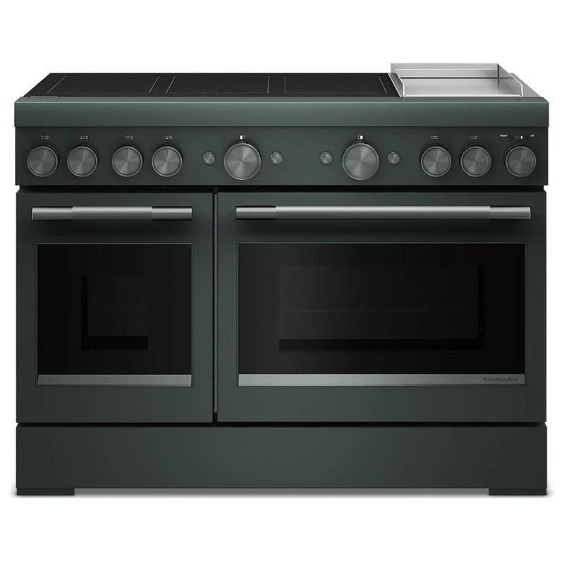 KitchenAid KFID948SJP Induction Range, 6.3 cu. ft. Capacity, 48 inch Exterior Width, True Convection, 6 Burners, Air Fry, Self Clean, Double Oven, 3,700 W Highest Element, Juniper colour