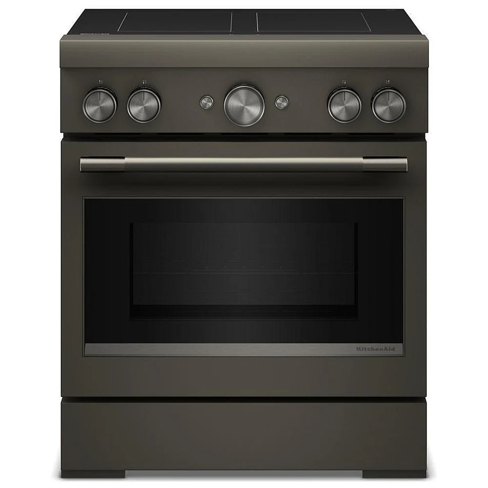 KitchenAid KFIS930SBE Induction Range, 4.1 cu. ft. Capacity, 30 inch Exterior Width, True Convection, 4 Burners, Air Fry, Self Clean, 3,700 W Highest Element, Black Ore colour