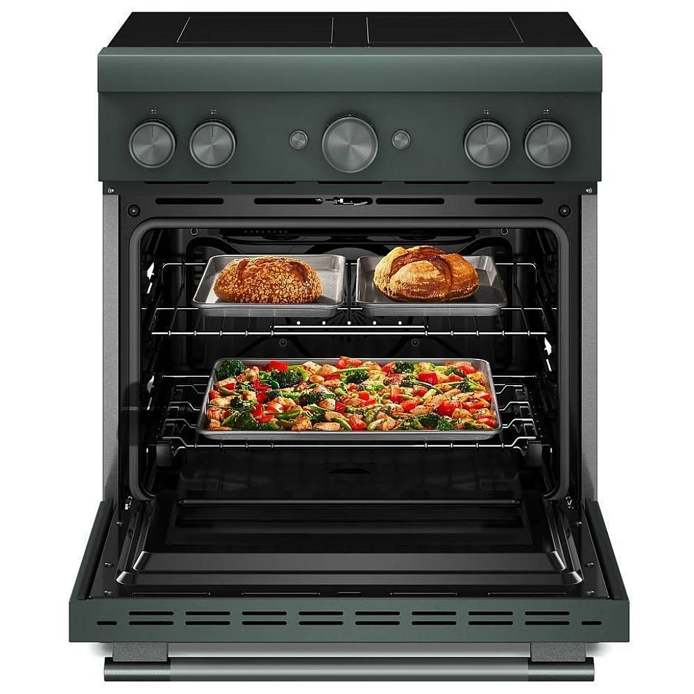 KitchenAid KFIS930SJP Induction Range, 4.1 cu. ft. Capacity, 30 inch Exterior Width, True Convection, 4 Burners, Air Fry, Self Clean, 3,700 W Highest Element, Juniper colour, Even-Heat™