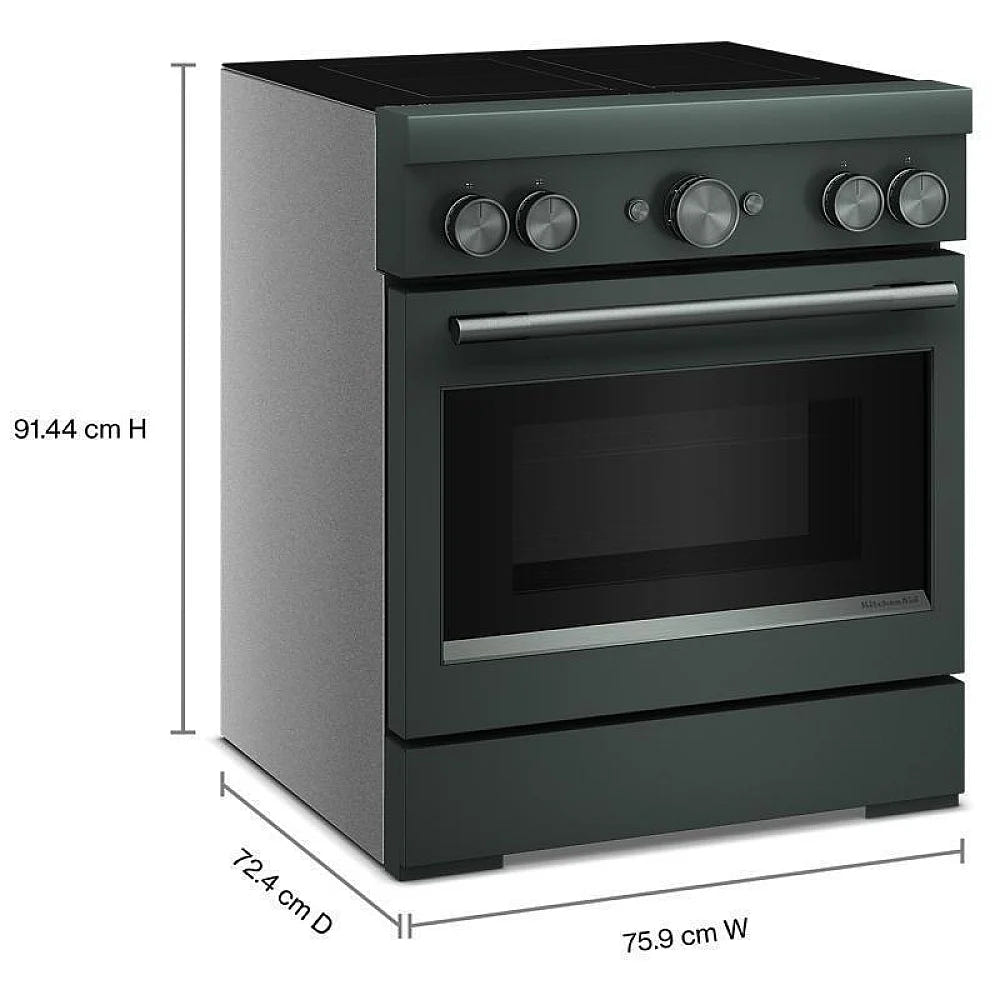 KitchenAid KFIS930SJP Induction Range, 4.1 cu. ft. Capacity, 30 inch Exterior Width, True Convection, 4 Burners, Air Fry, Self Clean, 3,700 W Highest Element, Juniper colour, Even-Heat™