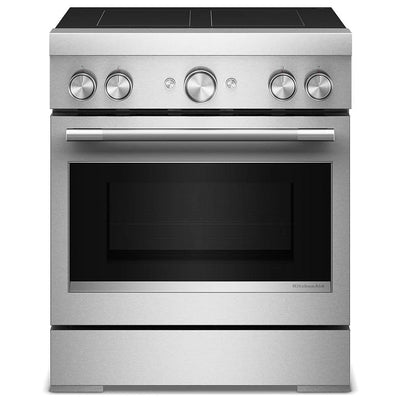 KitchenAid KFIS930SSS Induction Range, 4.1 cu. ft. Capacity, 30 inch Exterior Width, True Convection, 4 Burners, Air Fry, Self Clean, 3,700 W Highest Element, Stainless Steel colour, Even-Heat™, SatinGlide™ Rack