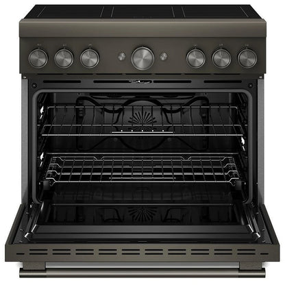 KitchenAid KFIS936SBE Induction Range, 5.1 cu. ft. Capacity, 36 inch Exterior Width, True Convection, 6 Burners, Air Fry, Self Clean, 3,700 W Highest Element, Black Ore colour, Even-Heat™