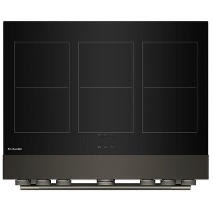 KitchenAid KFIS936SBE Induction Range, 5.1 cu. ft. Capacity, 36 inch Exterior Width, True Convection, 6 Burners, Air Fry, Self Clean, 3,700 W Highest Element, Black Ore colour, Even-Heat™