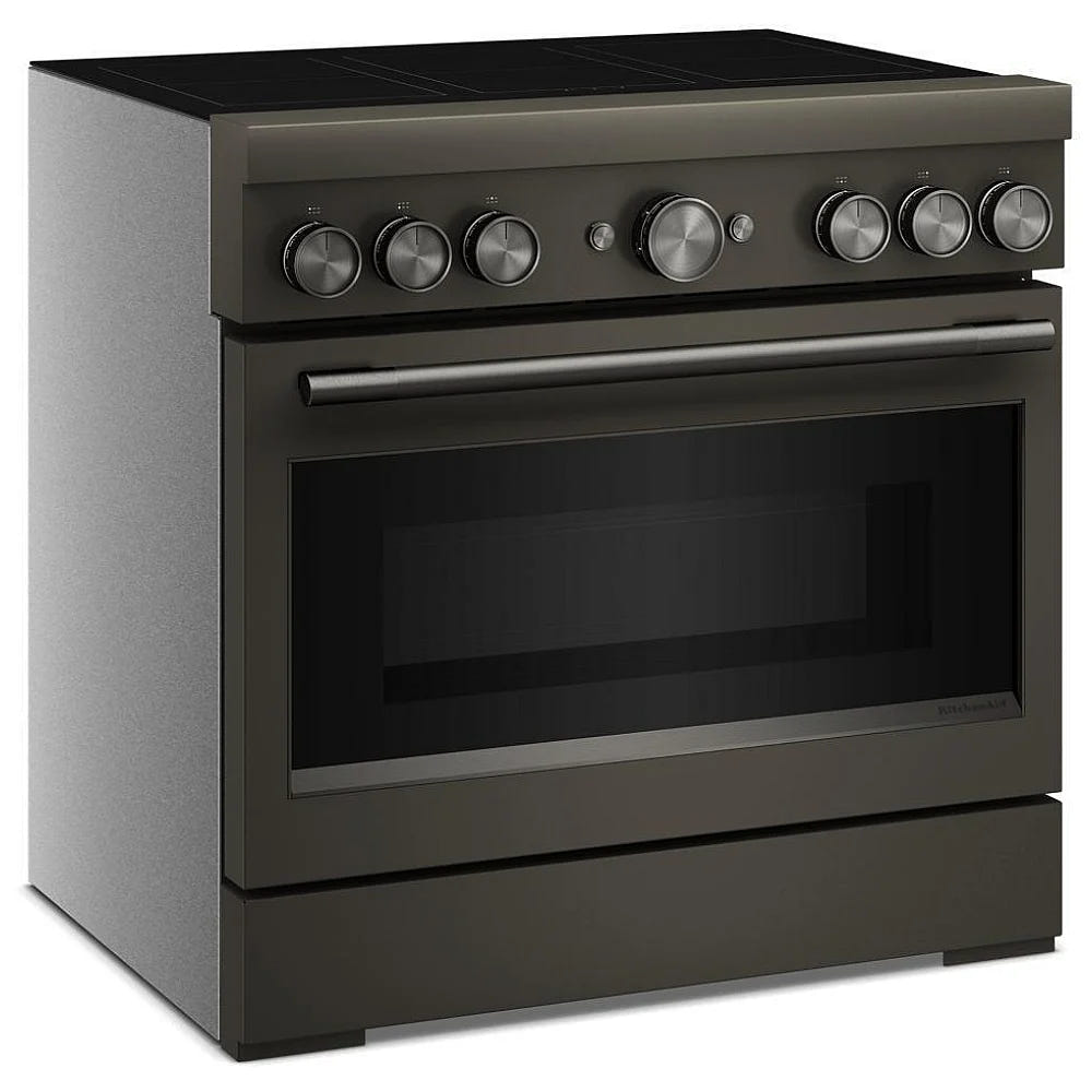 KitchenAid KFIS936SBE Induction Range, 5.1 cu. ft. Capacity, 36 inch Exterior Width, True Convection, 6 Burners, Air Fry, Self Clean, 3,700 W Highest Element, Black Ore colour, Even-Heat™