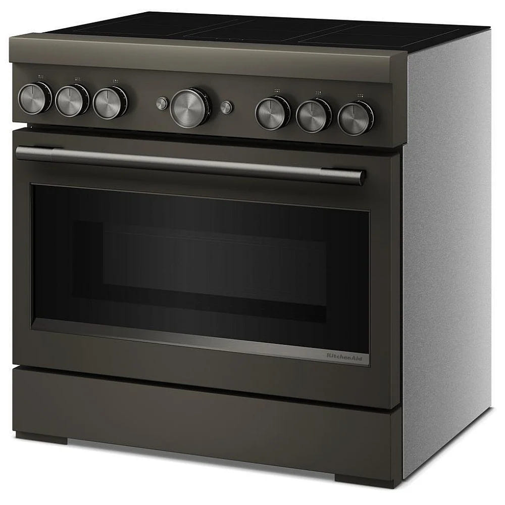 KitchenAid KFIS936SBE Induction Range, 5.1 cu. ft. Capacity, 36 inch Exterior Width, True Convection, 6 Burners, Air Fry, Self Clean, 3,700 W Highest Element, Black Ore colour, Even-Heat™