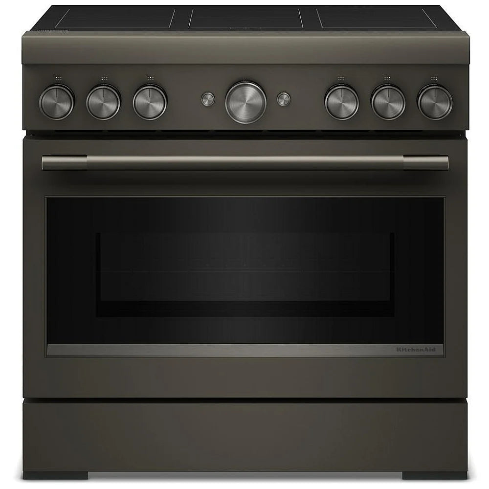 KitchenAid KFIS936SBE Induction Range, 5.1 cu. ft. Capacity, 36 inch Exterior Width, True Convection, 6 Burners, Air Fry, Self Clean, 3,700 W Highest Element, Black Ore colour