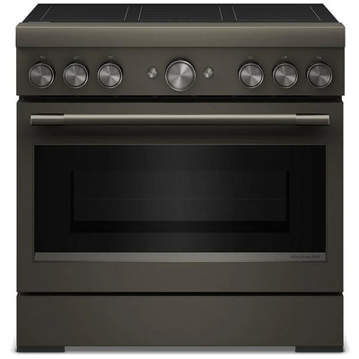 KitchenAid KFIS936SBE Induction Range, 5.1 cu. ft. Capacity, 36 inch Exterior Width, True Convection, 6 Burners, Air Fry, Self Clean, 3,700 W Highest Element, Black Ore colour, Even-Heat™