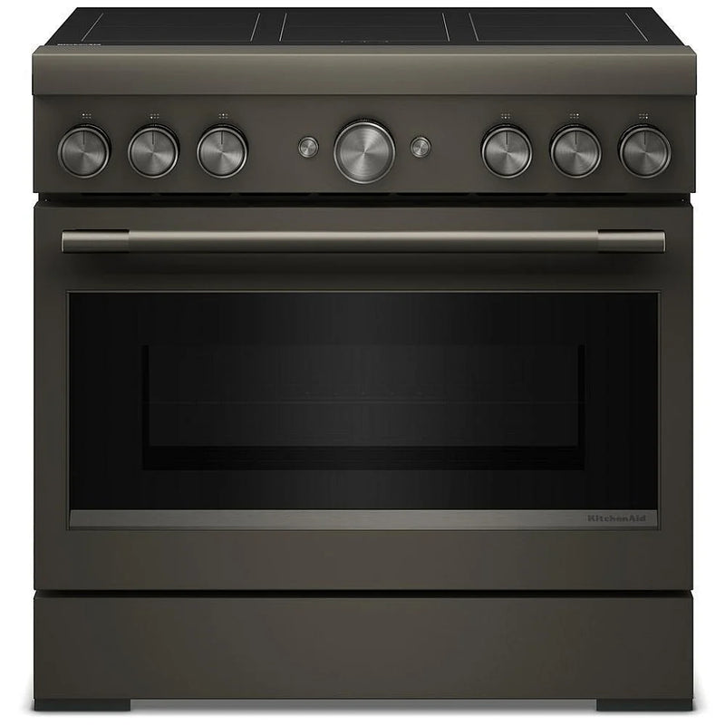 KitchenAid KFIS936SBE Induction Range, 5.1 cu. ft. Capacity, 36 inch Exterior Width, True Convection, 6 Burners, Air Fry, Self Clean, 3,700 W Highest Element, Black Ore colour