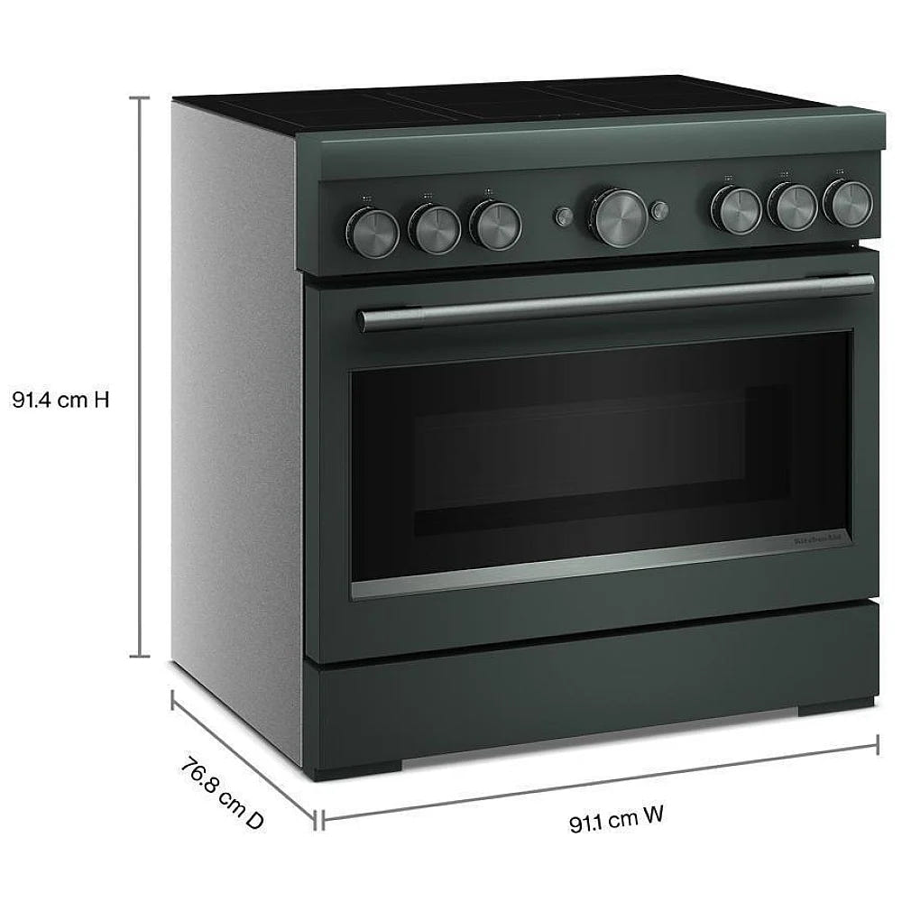 KitchenAid KFIS936SJP Induction Range, 5.1 cu. ft. Capacity, 36 inch Exterior Width, True Convection, 6 Burners, Air Fry, Self Clean, 3,700 W Highest Element, Juniper colour, Even-Heat™