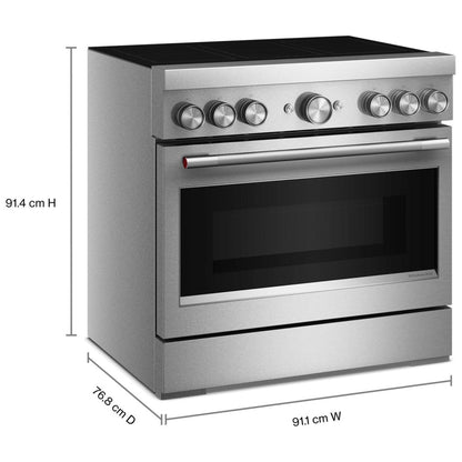 KitchenAid KFIS936SSS Induction Range, 5.1 cu. ft. Capacity, 36 inch Exterior Width, True Convection, 6 Burners, Air Fry, Self Clean, 3,700 W Highest Element, Stainless Steel colour, Even-Heat™