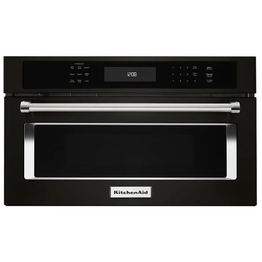 KitchenAid KMBP100EBS Single Built In Microwave Speed Oven, 30 inch Exterior Width, 1.4 cu. ft. Capacity, 900 W Watts, Convection, Stainless Steel Interior, Black Stainless Steel colour