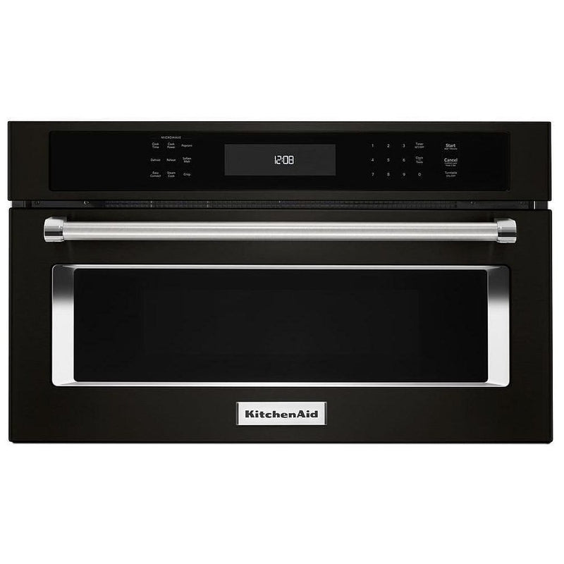 KitchenAid KMBP100EBS Single Built In Microwave Speed Oven, 30 inch Exterior Width, 1.4 cu. ft. Capacity, 900 W Watts, Convection, Stainless Steel Interior, Black Stainless Steel colour