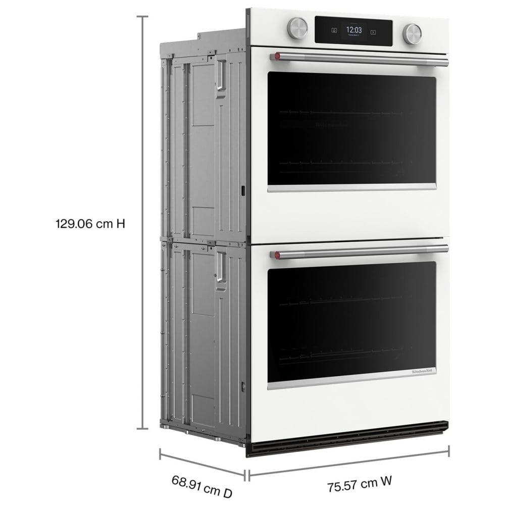 KitchenAid KOED730SWH Double Wall Oven, 30 inch Exterior Width, True Convection (Both Ovens), 10 cu. ft. Capacity, Temperature Probe, Wifi Enabled, White colour