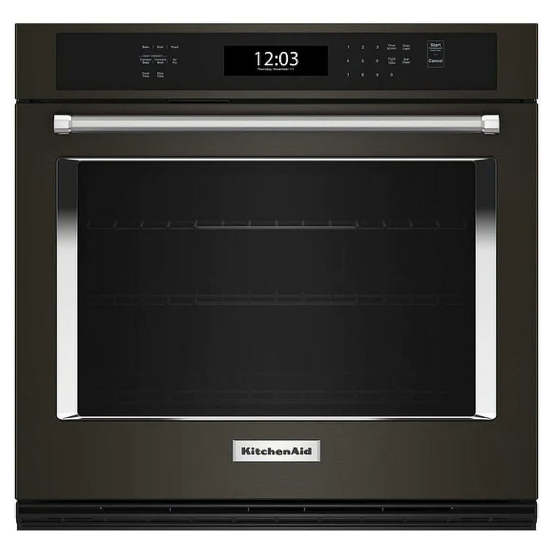 KitchenAid KOES527PBS Single Wall Oven, 27 inch Exterior Width, True Convection, Self Clean, 4.3 cu. ft. Capacity, Wifi Enabled, Air Fry, Black Stainless Steel colour