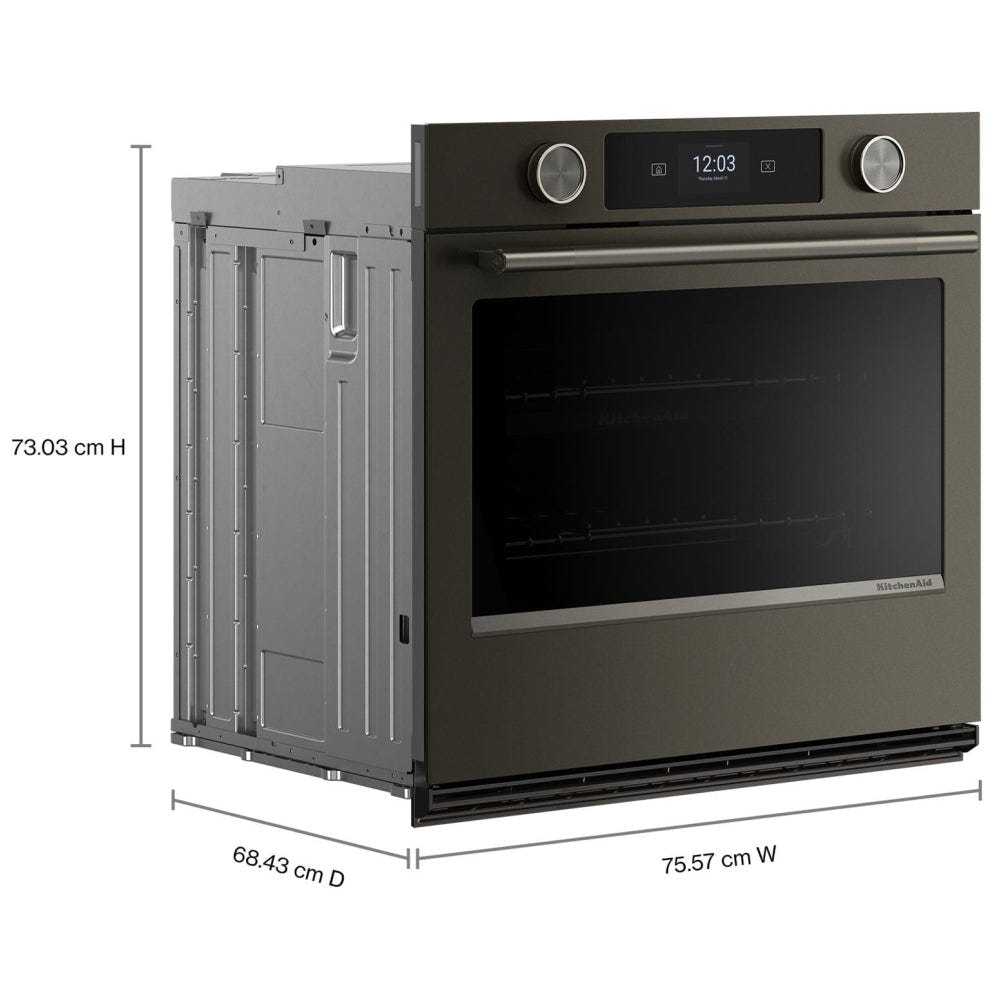 KitchenAid KOES730SBE Single Wall Oven, 30 inch Exterior Width, True Convection, 5 cu. ft. Capacity, Temperature Probe, Wifi Enabled, Air Fry, Black Ore colour