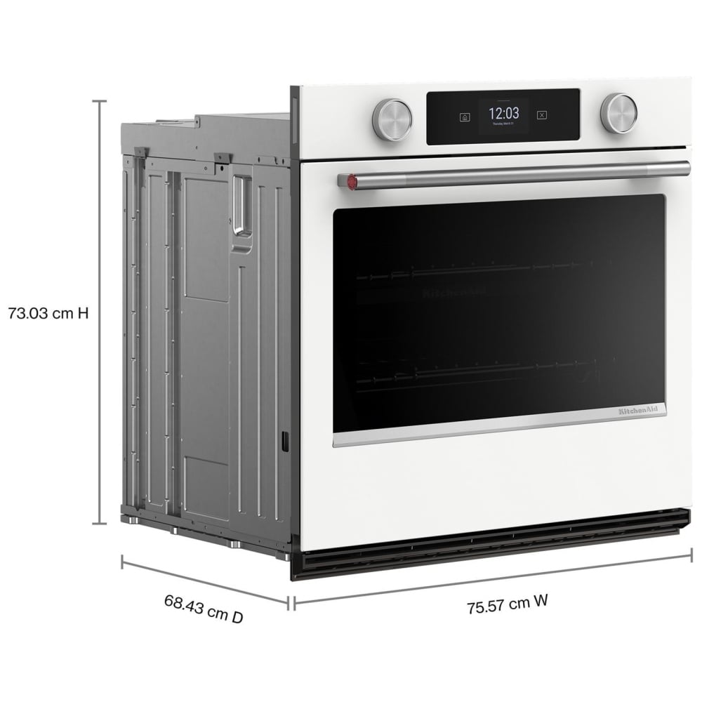 KitchenAid KOES730SWH Single Wall Oven, 30 inch Exterior Width, True Convection, 5 cu. ft. Capacity, Temperature Probe, Wifi Enabled, Air Fry, White colour