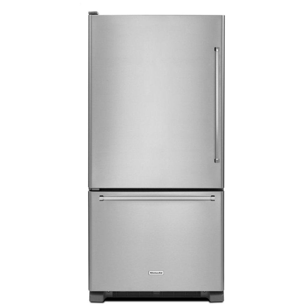 KitchenAid KRBL102ESS Bottom Freezer Refrigerator, 33 inch Width, ENERGY STAR Certified, 22.1 cu. ft. Capacity, Optional Ice Maker