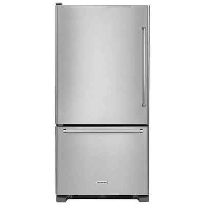 KitchenAid KRBL102ESS Bottom Freezer Refrigerator, 33 inch Width, ENERGY STAR Certified, 22.1 cu. ft. Capacity, Optional Ice Maker (Special Order), Stainless Steel colour