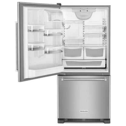 KitchenAid KRBL109ESS Bottom Freezer Refrigerator, 30 inch Width, Optional Ice Maker (Special Order), ENERGY STAR Certified, 18.7 cu. ft. Capacity, Stainless Steel colour