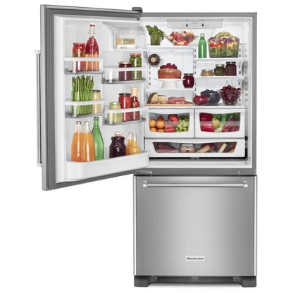 KitchenAid KRBL109ESS Bottom Freezer Refrigerator, 30 inch Width, Optional Ice Maker (Special Order), ENERGY STAR Certified, 18.7 cu. ft. Capacity, Stainless Steel colour